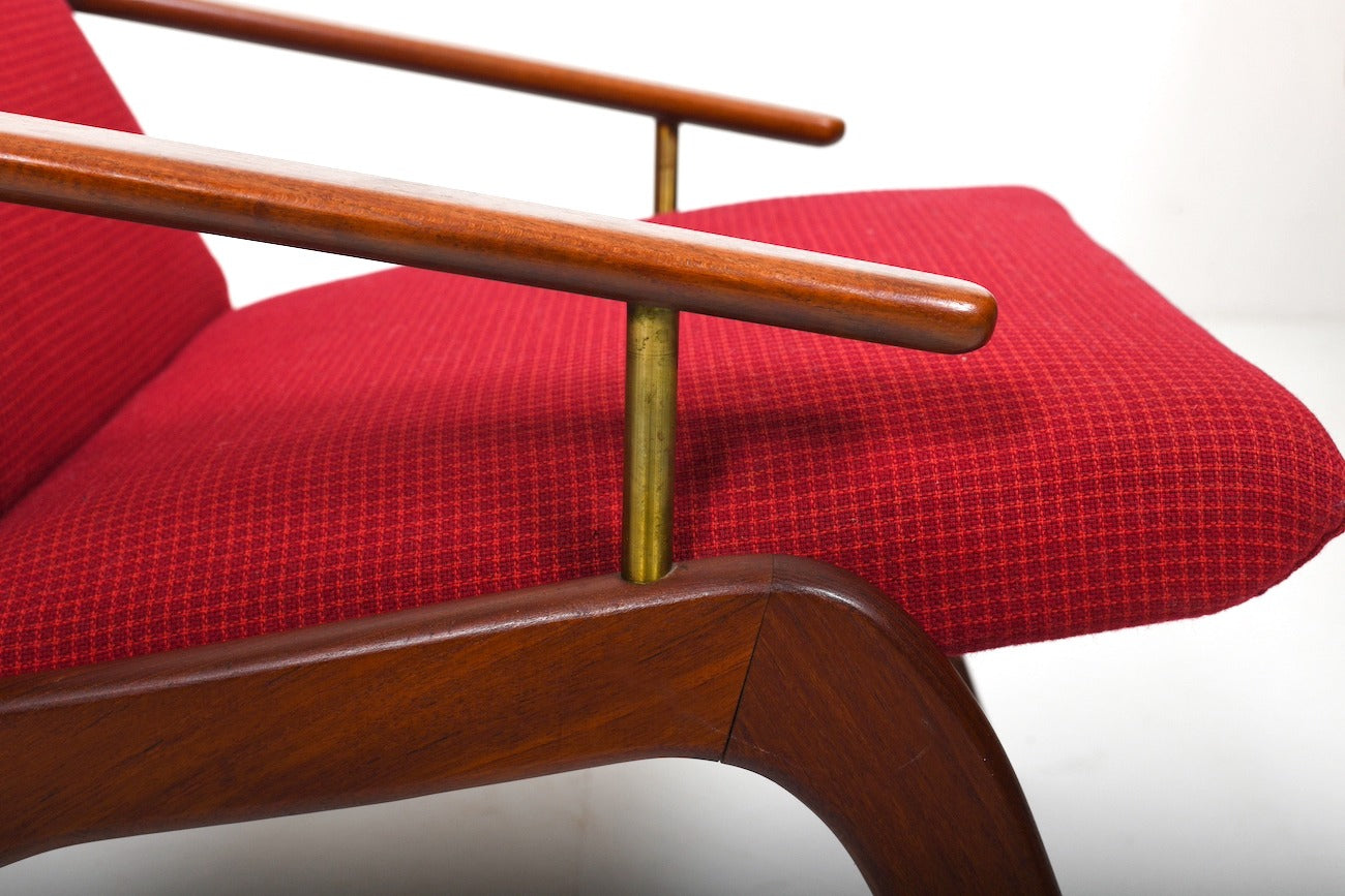 Mid Century Danish Teak And Brass Easychair 1960s
