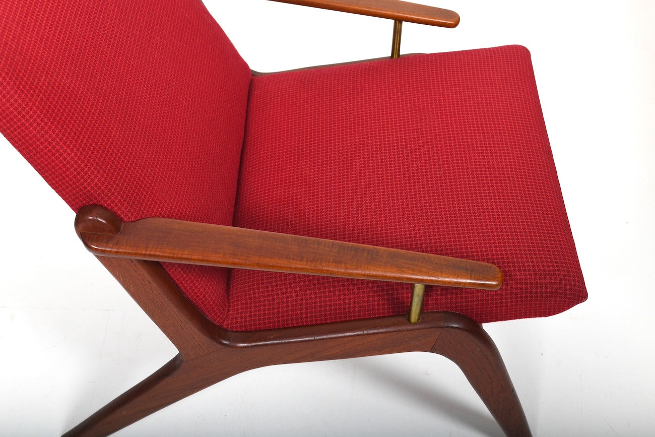Mid Century Danish Teak And Brass Easychair 1960s