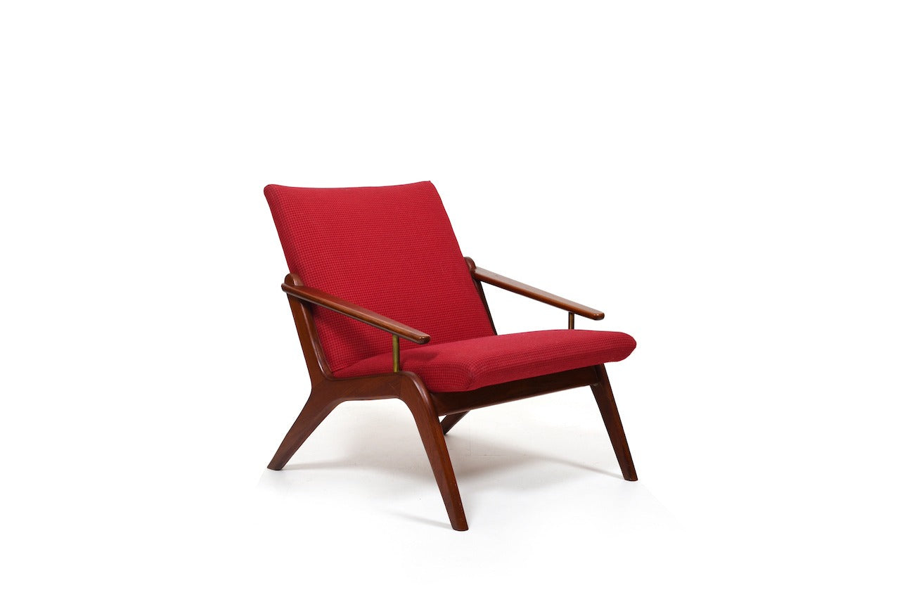 Mid Century Danish Teak And Brass Easychair 1960s