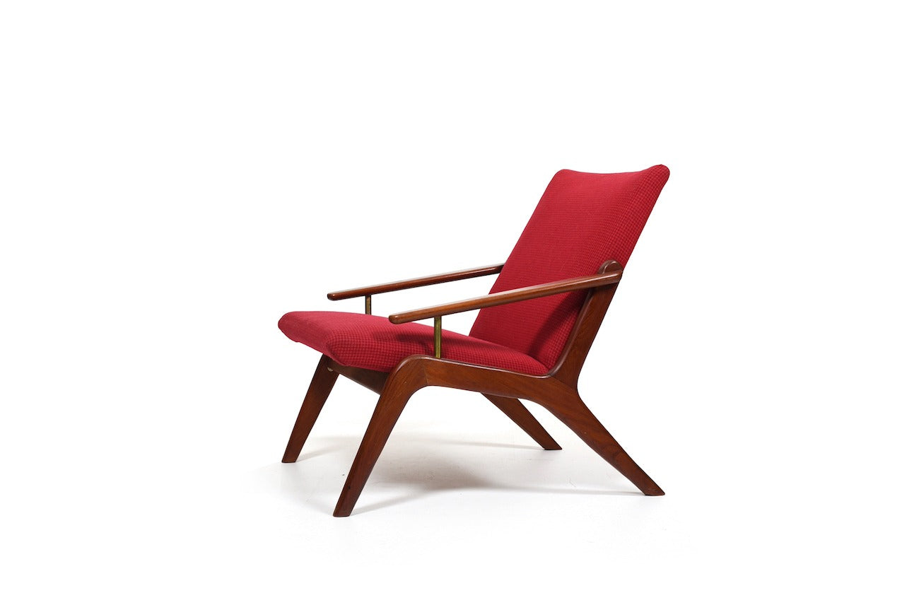 Mid Century Danish Teak And Brass Easychair 1960s