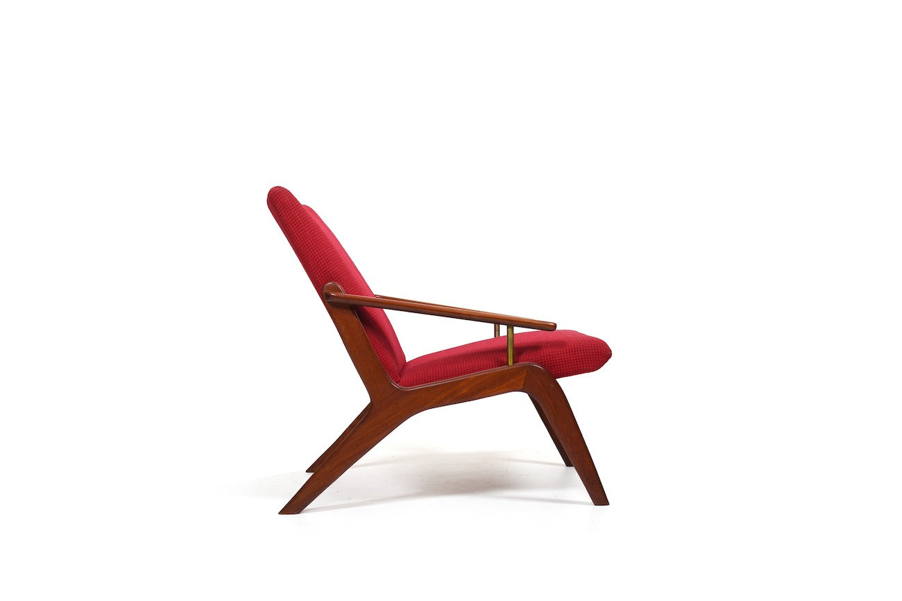 Mid Century Danish Teak And Brass Easychair 1960s